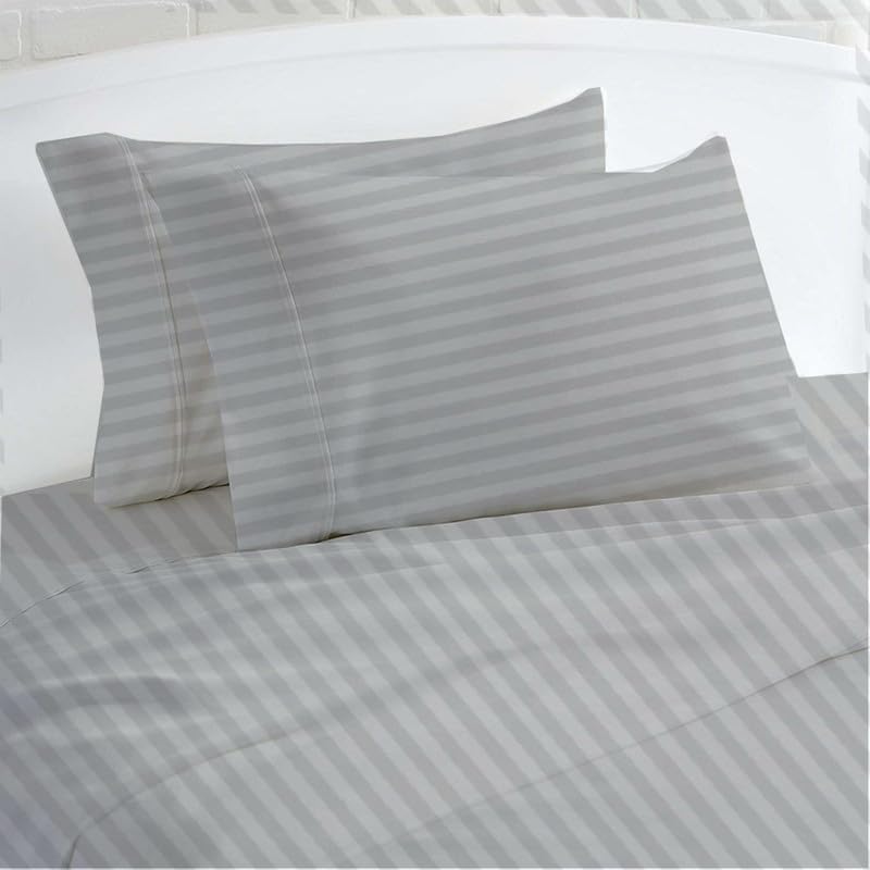 Rajlinen Rv Bunk Bed Sheets 30X80 – 100% Cotton RV Sheet Set, 4-Piece Fitted Sheets for Camper, Motorhome, Travel Trailer, Cot or Kids Bunk Beds, Deep Pocket, Fits Up to 8 Mattress, Light Grey Stripe - Image 2